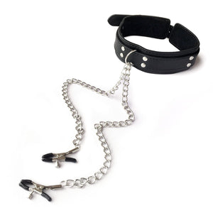 Fetish Nipple Clamps Chain Breast Clip Female Bdsm Leather Collar