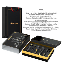 Load image into Gallery viewer, QUEEN&#39;S LUXURY COLLECTION - 6 Pieces Golden Black Couple&#39;s Set