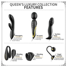 Load image into Gallery viewer, QUEEN&#39;S LUXURY COLLECTION - 6 Pieces Golden Black Couple&#39;s Set