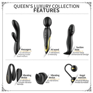 QUEEN'S LUXURY COLLECTION - 6 Pieces Golden Black Couple's Set