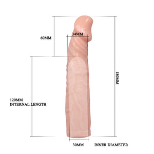 Penis extended sleeve, On-contact Vibrator on the top, Elastic TPR Materieal