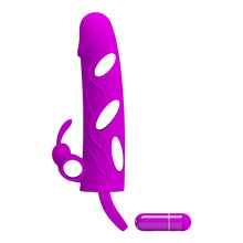 Load image into Gallery viewer, Penis extended sleeve elastic waterproof Silicone Vibration