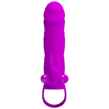 Load image into Gallery viewer, Penis extended sleeve elastic waterproof Silicone Vibration
