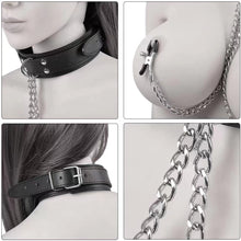 Load image into Gallery viewer, Fetish Nipple Clamps Chain Breast Clip Female Bdsm Leather Collar