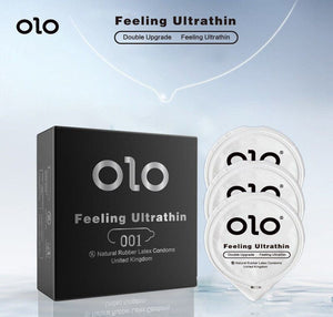 OLO Lubricated Condoms Hyaluronic Acid Super Toughness Ultra Thin Natural Latex