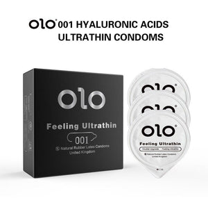 OLO Lubricated Condoms Hyaluronic Acid Super Toughness Ultra Thin Natural Latex