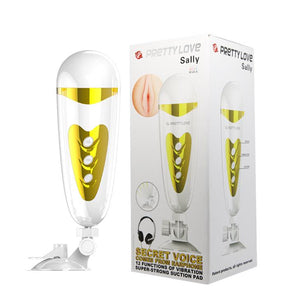 Men's Masturbator 12 Functions, Voice, Multi-angle Suction cup base