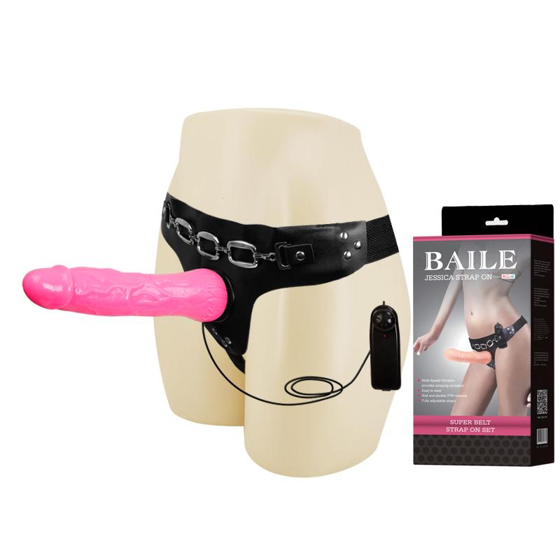 Strap-On PU Strap Vibrating TPR Dildo
